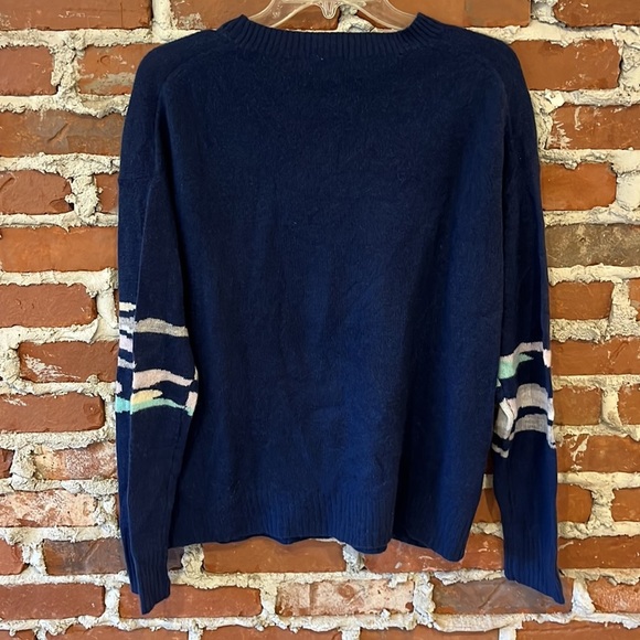 360 Cashmere Navy Blue Palm Tree Sweater - Picture 2 of 5